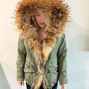 Fur Trim Olive Green Parka Jacket